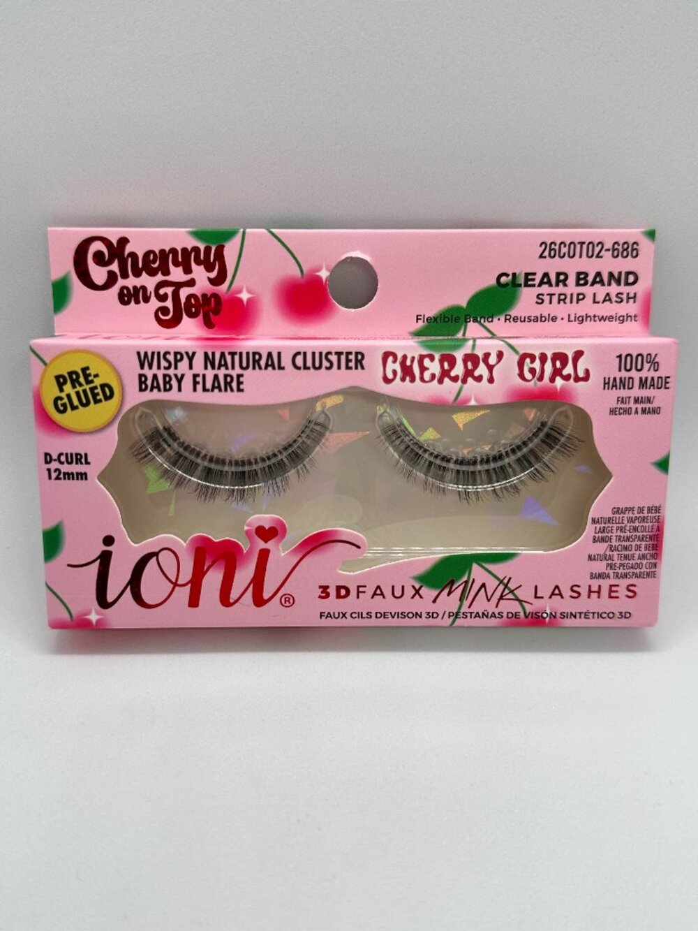 IONI Cherry Girl on Top PRE-GLUED 3D Faux Mink Lashes Wispy Cluster Baby Flare